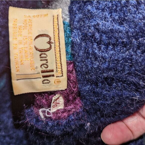 VINTAGE Jewel Tones Wool Open Front Oversized Chunky Cable Knit Cardigan… - Picture 11 of 12